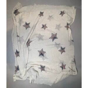 NWT Mudd Scarf American Flag Star Print Frayed Edges 29x49